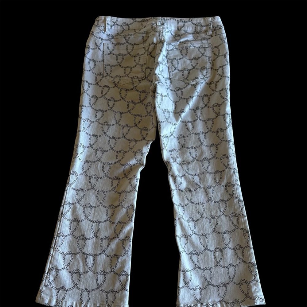CAbi White Cropped Jeans with Black Rope Design - Picture 2 of 4